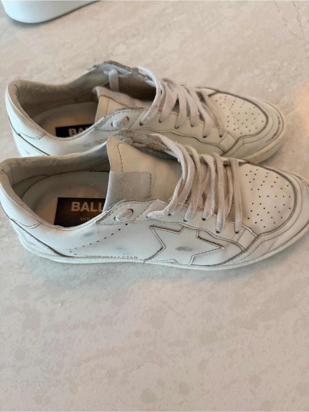 Golden Goose Off-White Leather Sneakers - Picture 3 of 5